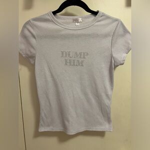 Size L white ‘Dump him’ crop